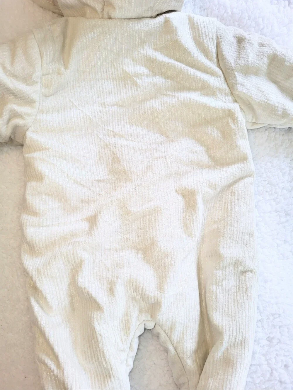 NWOT First Wish Cream Shimmer Baby Pram Winter Bunting Snowsuit Unisex 3-6 Month